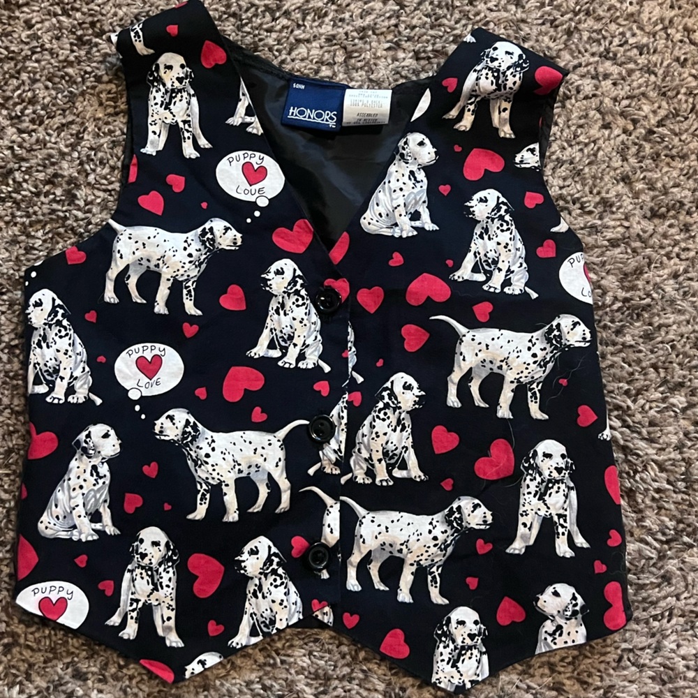 Vintage 90s Black and Red Dalmatian Print Kids Vest